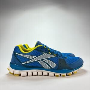 Reebok RealFlex Blue Yellow Mesh Lightweight Running Shoes Sneakers Men Size 10